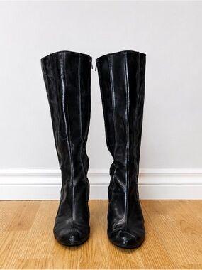 TSUBO Black Leather Heeled Boots Size 9